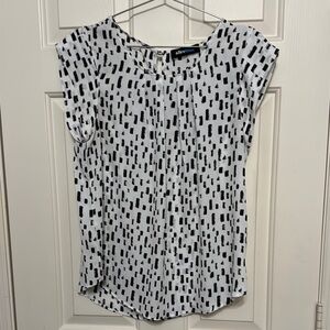 Alice Blue Black and White Cap Sleeve Blouse